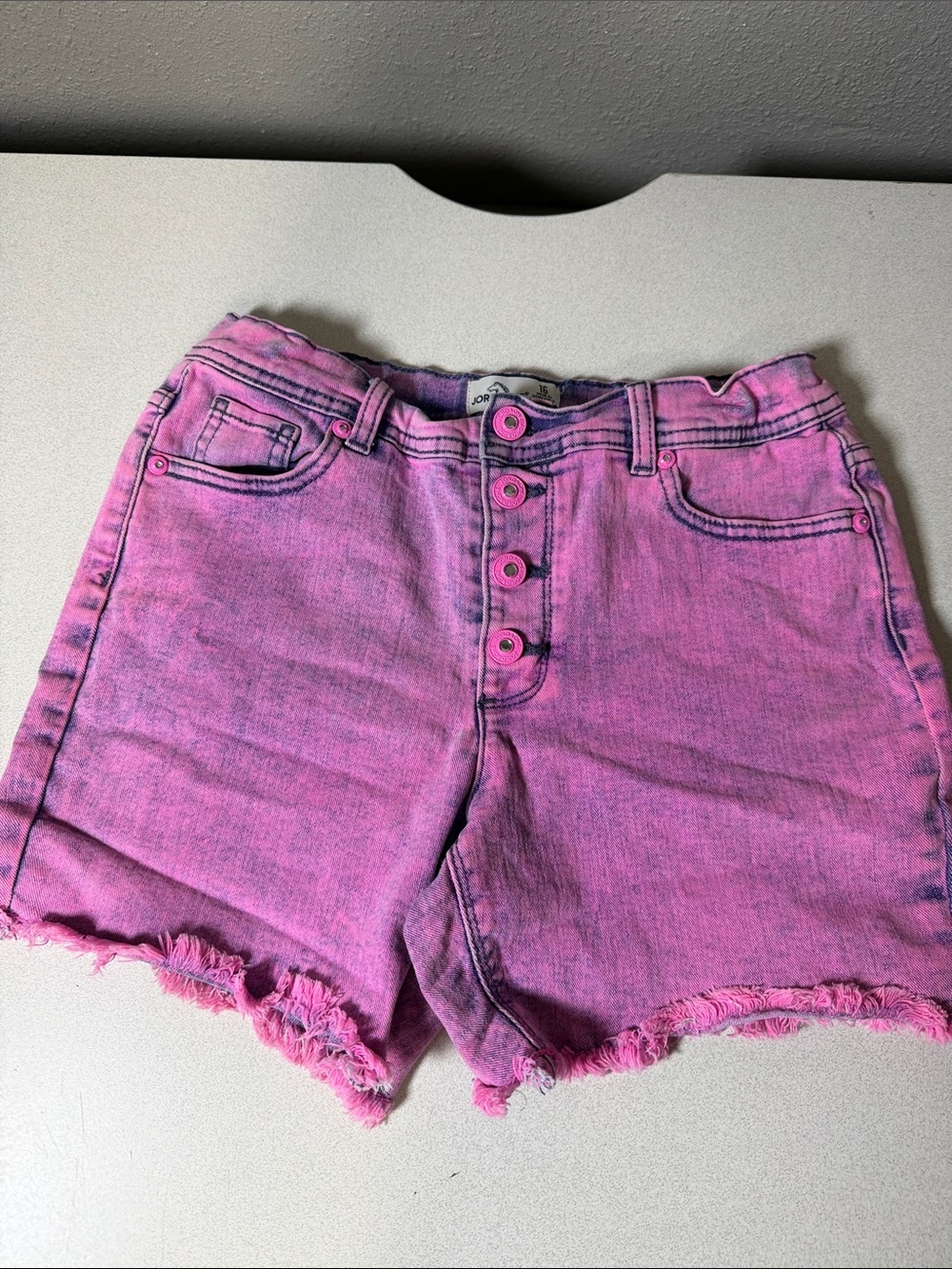 Jordache Pink Button-Front Denim Shorts